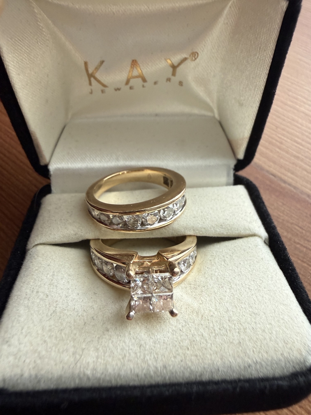 Kay Jewelers Gold Engagement Ring Set with Clear Stones - Gold